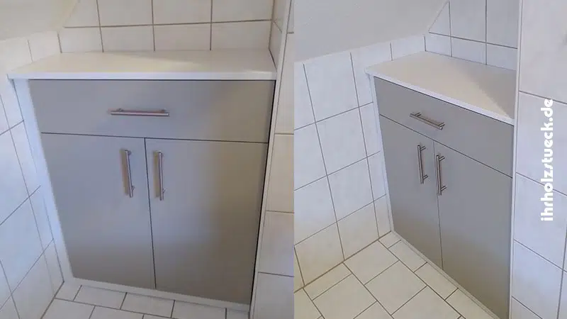 In eine kleine Nische wurde ein passgenauer Badschrank eingebaut