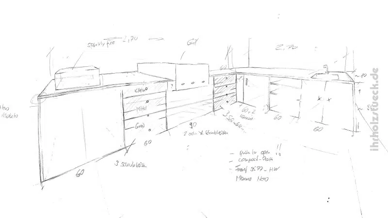Design für eine Küche in der Grobplanung